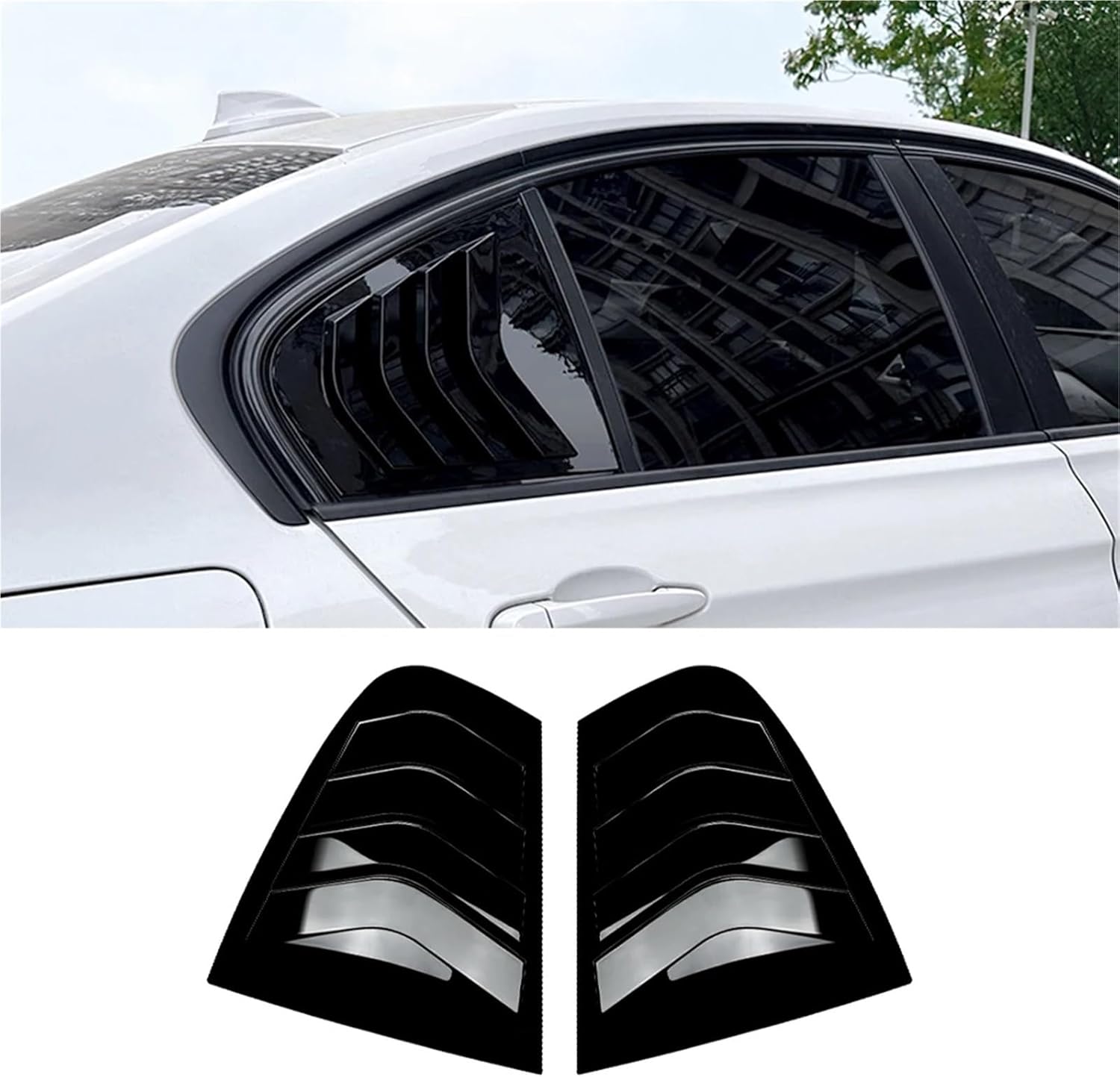 Car Rear Side Window Louver Air Vents Windshield Decoration Cover for BMW 3 Series F30 318i 320i 325i 2013-2019(Glossy Black)