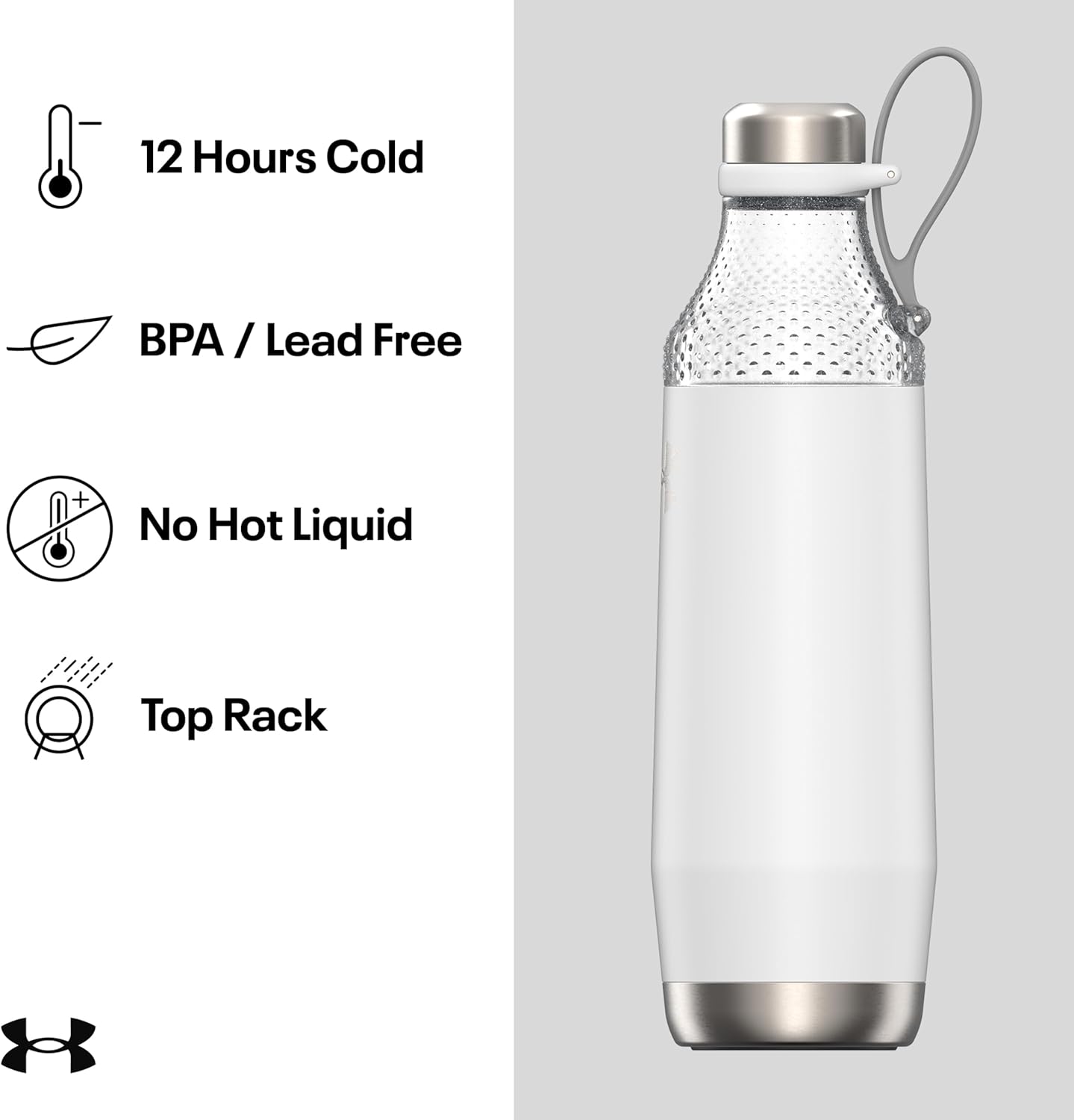Under Armour Twist-Off Top Stainless Steel Water Bottle 22oz for Ice & Protein Shake - Insulated, Shatter-Proof, Odor-Proof Shaker, Infinity Bottle - Image 4