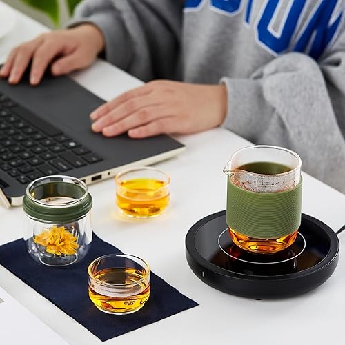 Miniatura 6 de SPARROW - Juego de té de cristal, tetera portátil pequeña de gongfu con 1 infusor, 2 tazas y 1 taza principal, todo en uno, funda resistente al agua