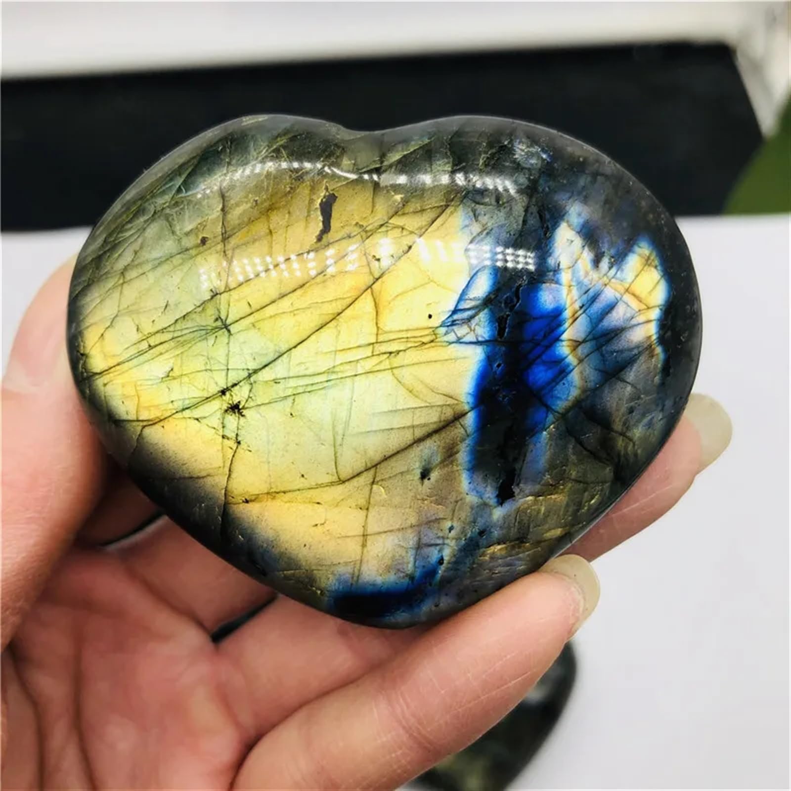 MDBJTCYZN Beautiful Labradorite Heart Crystal Rough Polished Stone Decoration Stones and Minerals
