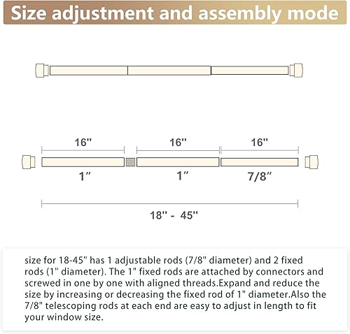Miniatura 6 de Paquete de 2 barras de cortina de bronce para ventanas de 28 a 48 pulgadas (2.3-4 pies), barras de cortina resistentes de 1 pulgada de diámetro,