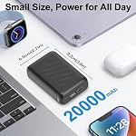 20000mAh Batterie pour la banque d'alimentation rechargeable Vest-5V/7.4V chauffée LED Affichage et DC/USB Sortie pour Veste chauffante, Hoodie et Pantalon,Fast Charging Powerbank Compatible avec iPhone iPad Samsung