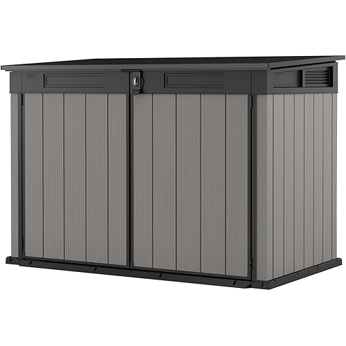 Keter Premier Jumbo 6.2 x 4.3 ft. Outdoor Resin Horizontal Storage Shed for Outdoor Yard and Garbage Bin Storage