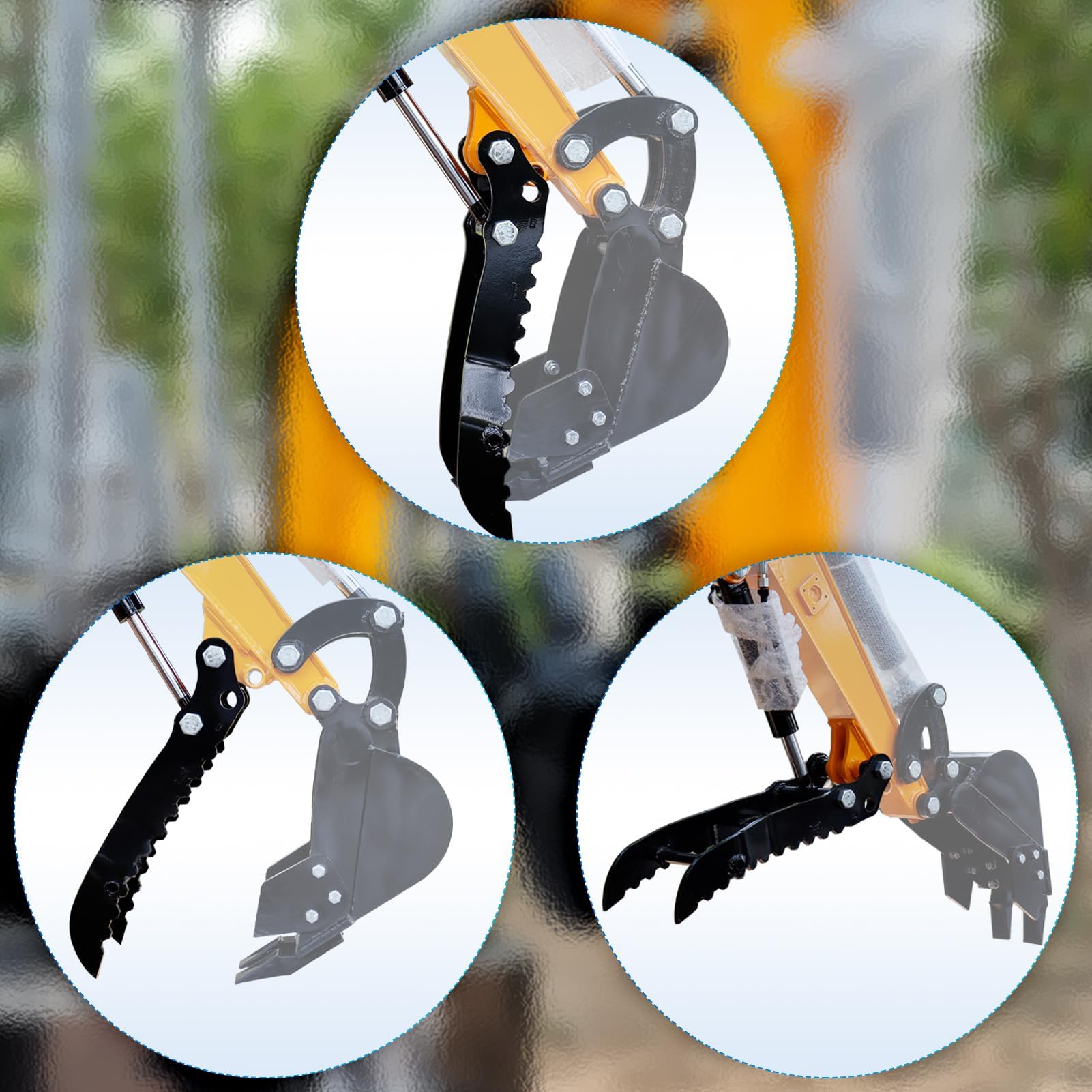 Pollice Idraulico per Escavatore, Attacco per Mini Escavatore, Morsetto idraulico a foro singolo con 2 tubi e viti M14, Escavatore a Rovescia Pollice