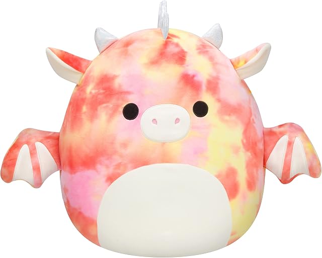 Squishmallows SQJW22-16RD-11-V 16" Red Tie-Dye Dragon-Add Mina-Mae to Your Squad, Ultrasoft Stuffed Animal Toy, Official Kellytoy Plush, Multi
