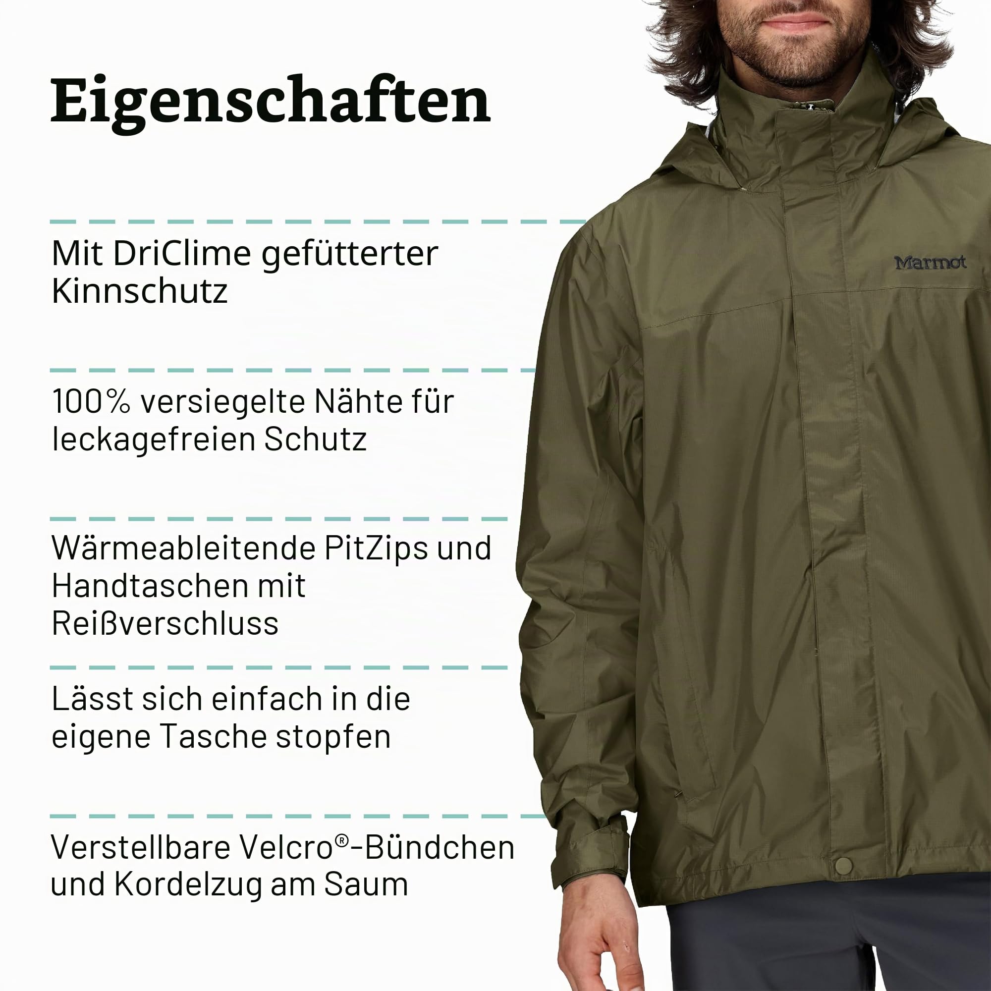 Marmot Herren Precip Eco Jacket S25 Wasserdichte Regenjacke, winddichter Regenmantel, atmungsaktiv, faltbarer Hardshell Windbreaker, ideal zum Fahrradfahren und Wandern (1er Pack)