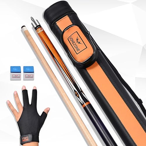 Miniatura 3 de Palo de billar, Pro cue con estuche rígido, juego de tacos de billar de 58 pulgadas, 18-19 onzas, rosanaranjaverde