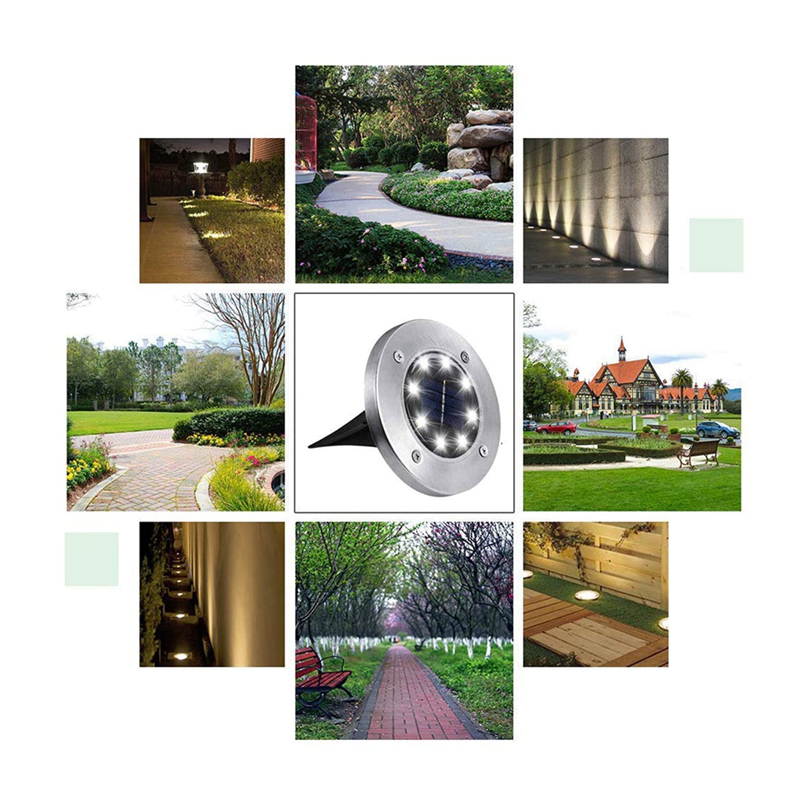 Solar-Bodenleuchten, wasserdicht, 8 LEDs, for Außenbereich, Terrasse, Landschaftsbeleuchtung, Dekoration, for den Weg, Garten, Hof im Freien Lampen (Size : 8 Packs)