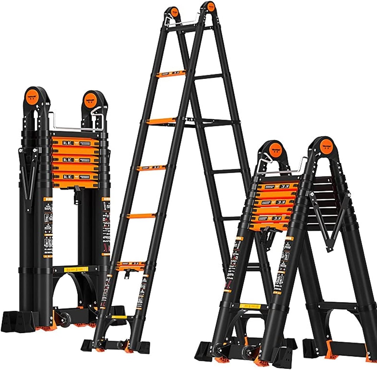 Telescopic Expansion Ladder A Type Multi-Function Folding Stepladder Wheel Super Heavy Duty Indoor Outdoor Industrial ('A' 2.5m 'I' 5.0m)