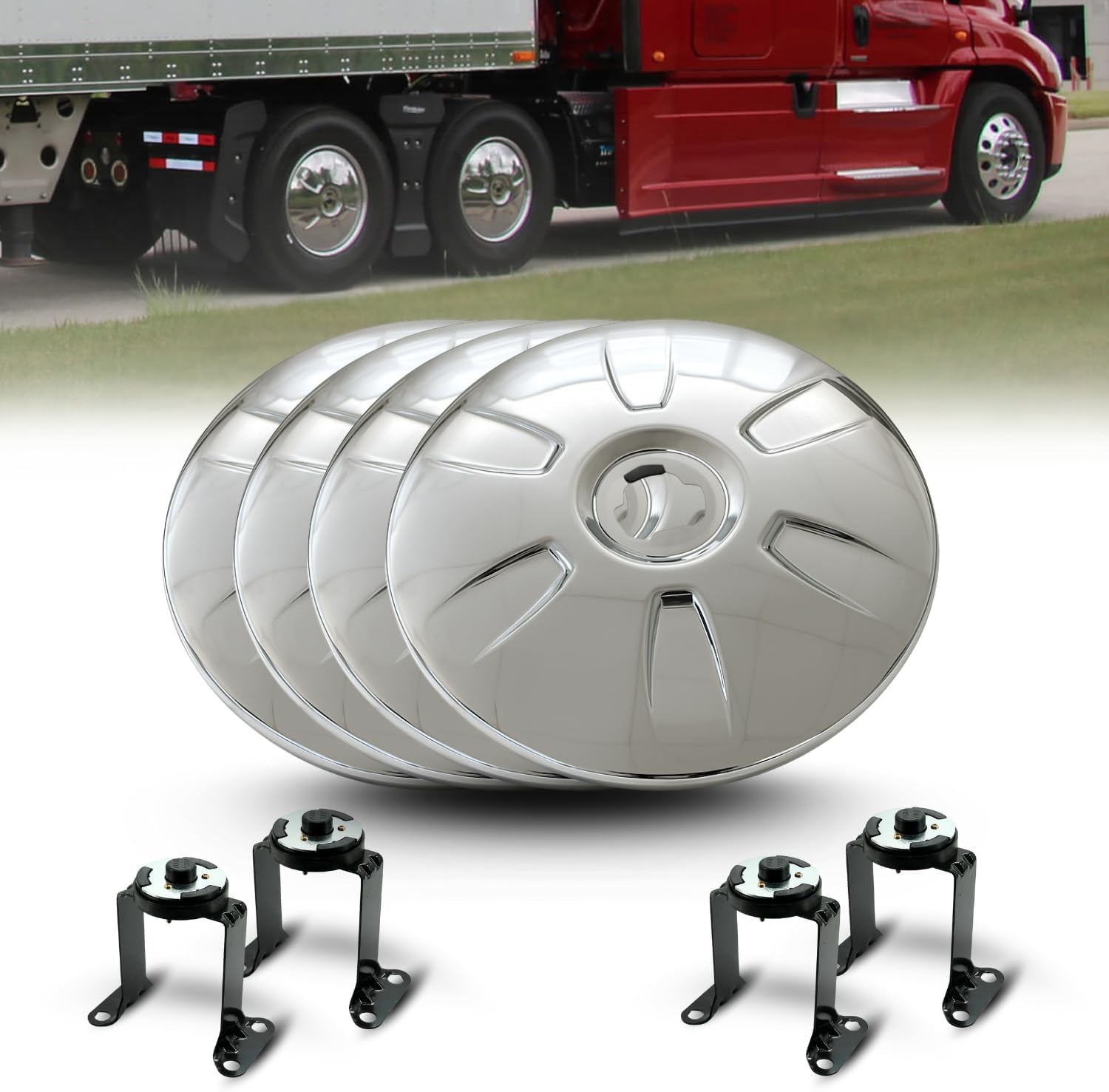 Hubcap Wheel Cover Rear Aerodynamic 33mm Screw-On ABS for Semi Truck (Universal Fit)