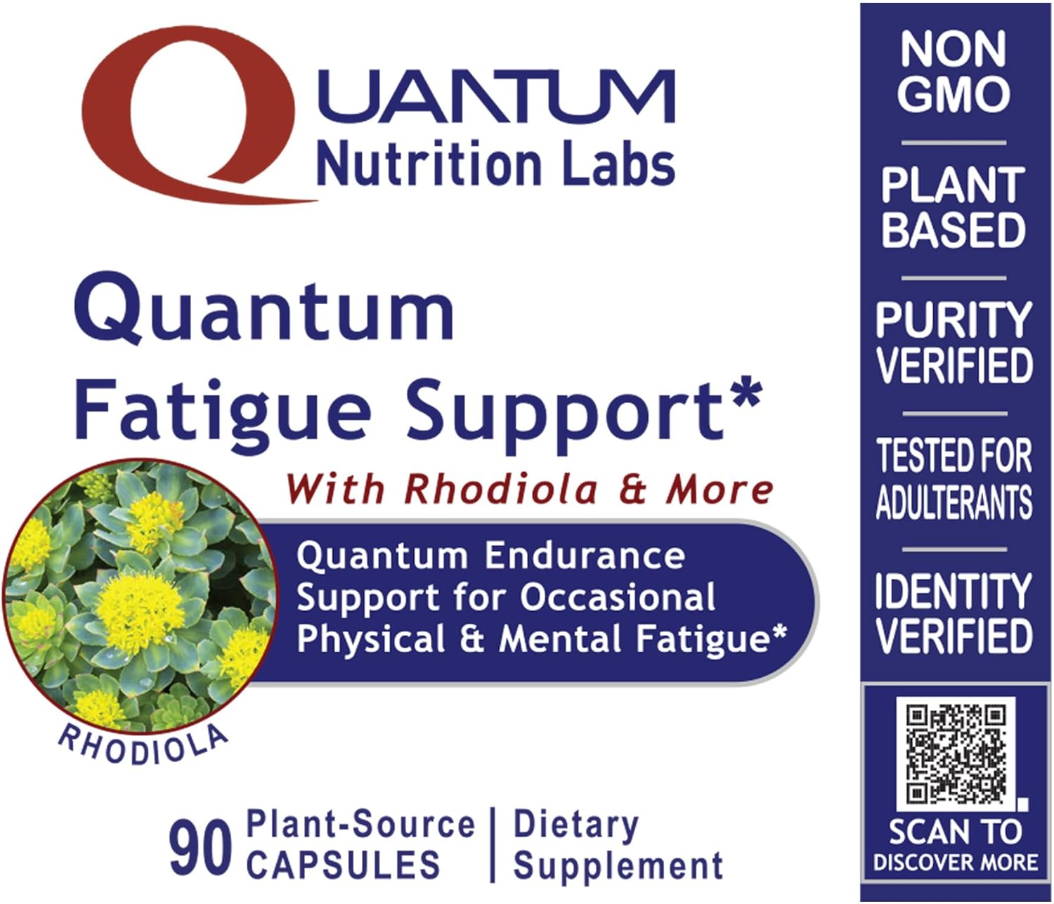 QNL Quantum Fatigue Support - Vegan Rhodiola Rosea Root Supplement, Organic Adaptogen Blend for Occasional Physical & Cognitive Stress - 90 Plant-Based Capsules - Image 4