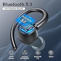 Vista 2 de Auriculares inalámbricos Bluetooth 5.3 deportivos, auriculares 48H sobre la oreja con micrófono ENC, auriculares estéreo Bluetooth de graves