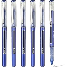 PATIKIL Blue Liquid Ink Rollerball Pen, 6 Pcs Large Capacity Quick Drying 0.5mm Fine Point Pens, for Offices Art Crafts Scrapbooks Writing Journaling Drawing ARP50901B