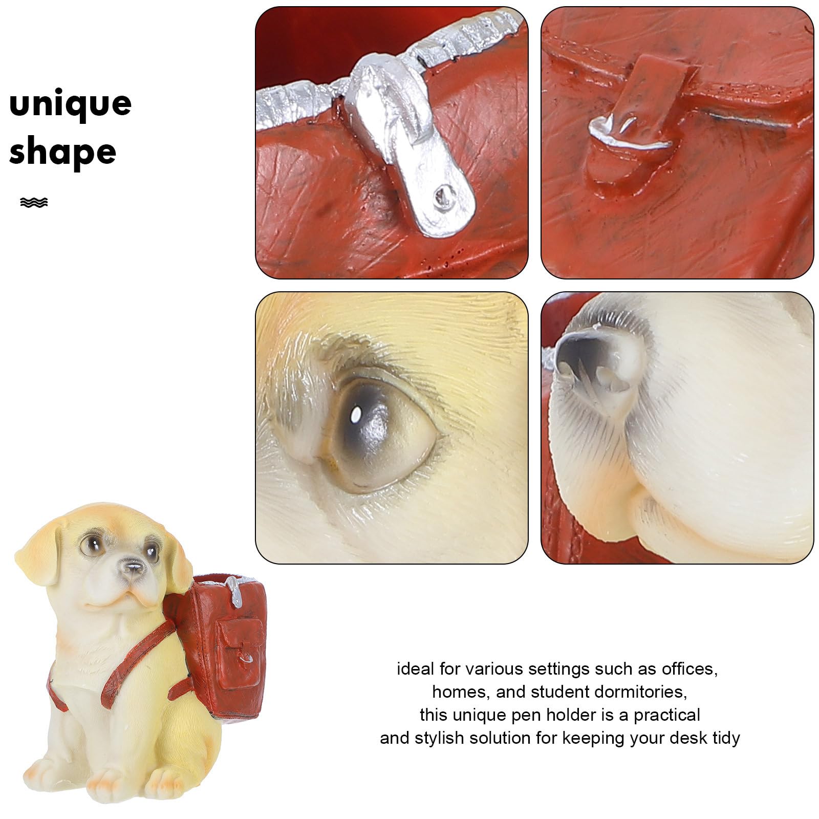 PRETYZOOM Portapenne e Facile da Pulire in Resina per Organizzatore Desktop per a Forma di Cane Marrone Carino per Ufficio e Spazio di Lavoro