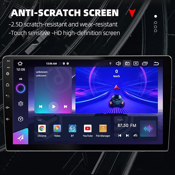 10 Inch Car Stereo Android with CarPlay, Android Car Stereo with WiFi, GPS Navigation Bluetooth Backup Camera 2GB+32GB Audio Receiver