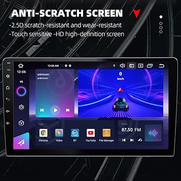 10 Inch Car Stereo Android with CarPlay, Android Car Stereo with WiFi, GPS Navigation Bluetooth Backup Camera 2GB+32GB Audio Receiver
