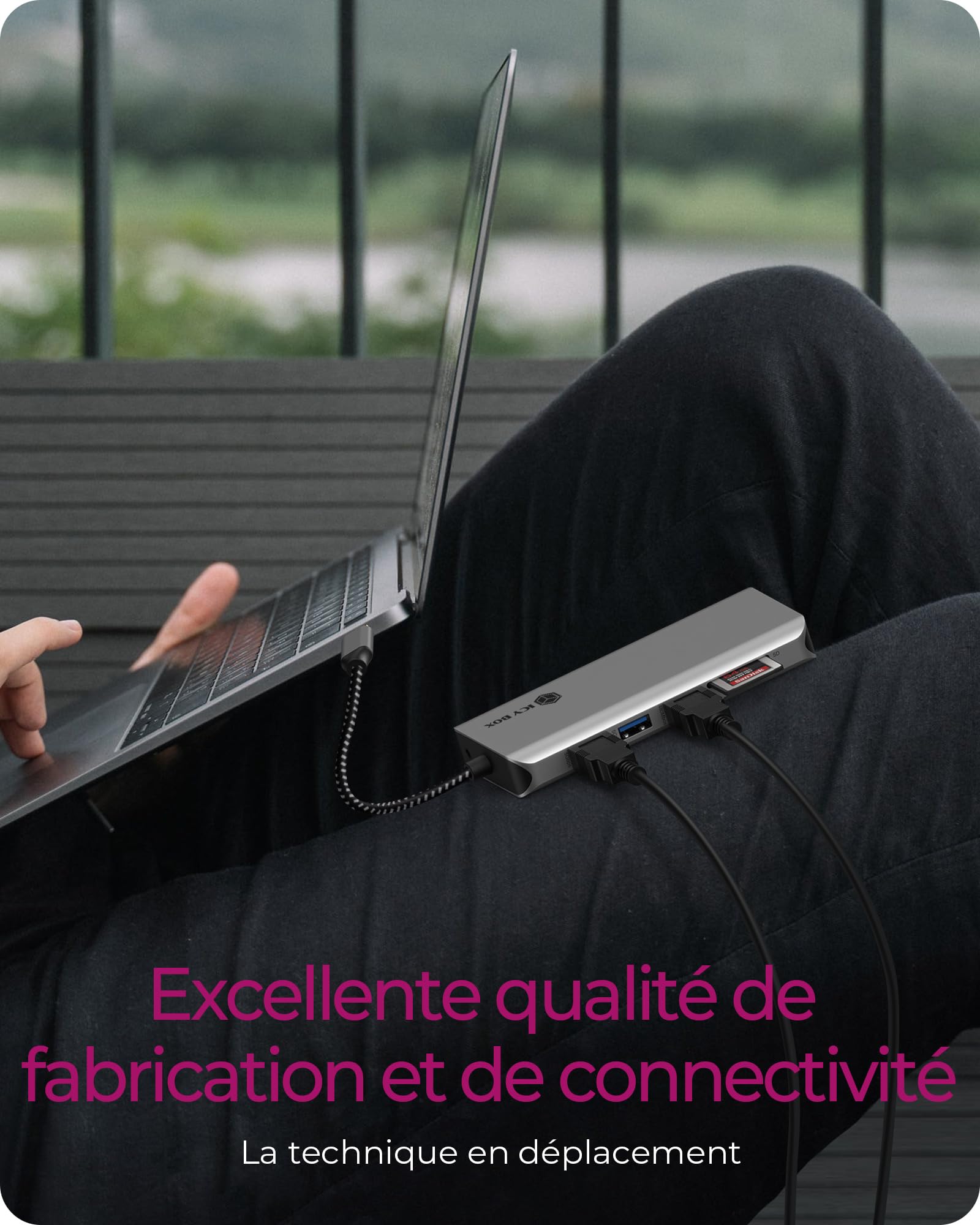 ICY BOX Station d'accueil USB-C (12-en-1) pour 2 moniteurs (2X HDMI), 4K 60Hz, hub USB 3.0 à 5 ports, alimentation de 100 W, Ethernet Gigabit, lecteur de carte SD, IB-DK4061-CPD