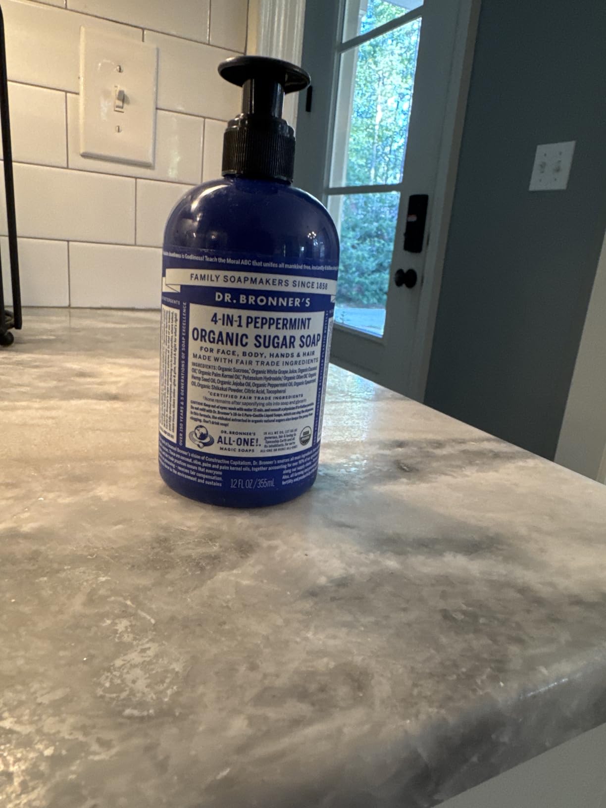 Dr. Bronner's Organic Sugar Soap (Lemongrass, 12 Ounce) - Made with Regenerative Certified Organic Oils, Sugar & Shikakai Powder, 4-in-1 Use: Hands, Body, Face and Hair- Liquid Soap, Nourishes
