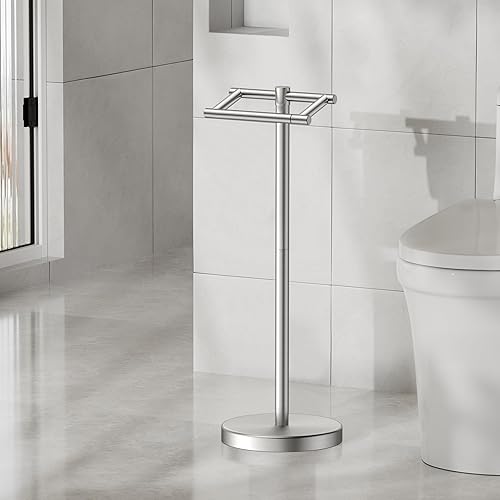 Vista 74 de FORIOUS Soporte de pared para papel higiénico, soporte de rollo de papel higiénico de doble poste giratorio de acero inoxidable para baño