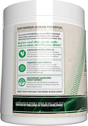 Miniatura 15 de EHP Labs OxyGreens Super Greens Powder - Superalimento de espirulina y clorella, jugo verde en polvo y suplementos de verduras con fibra prebiótica