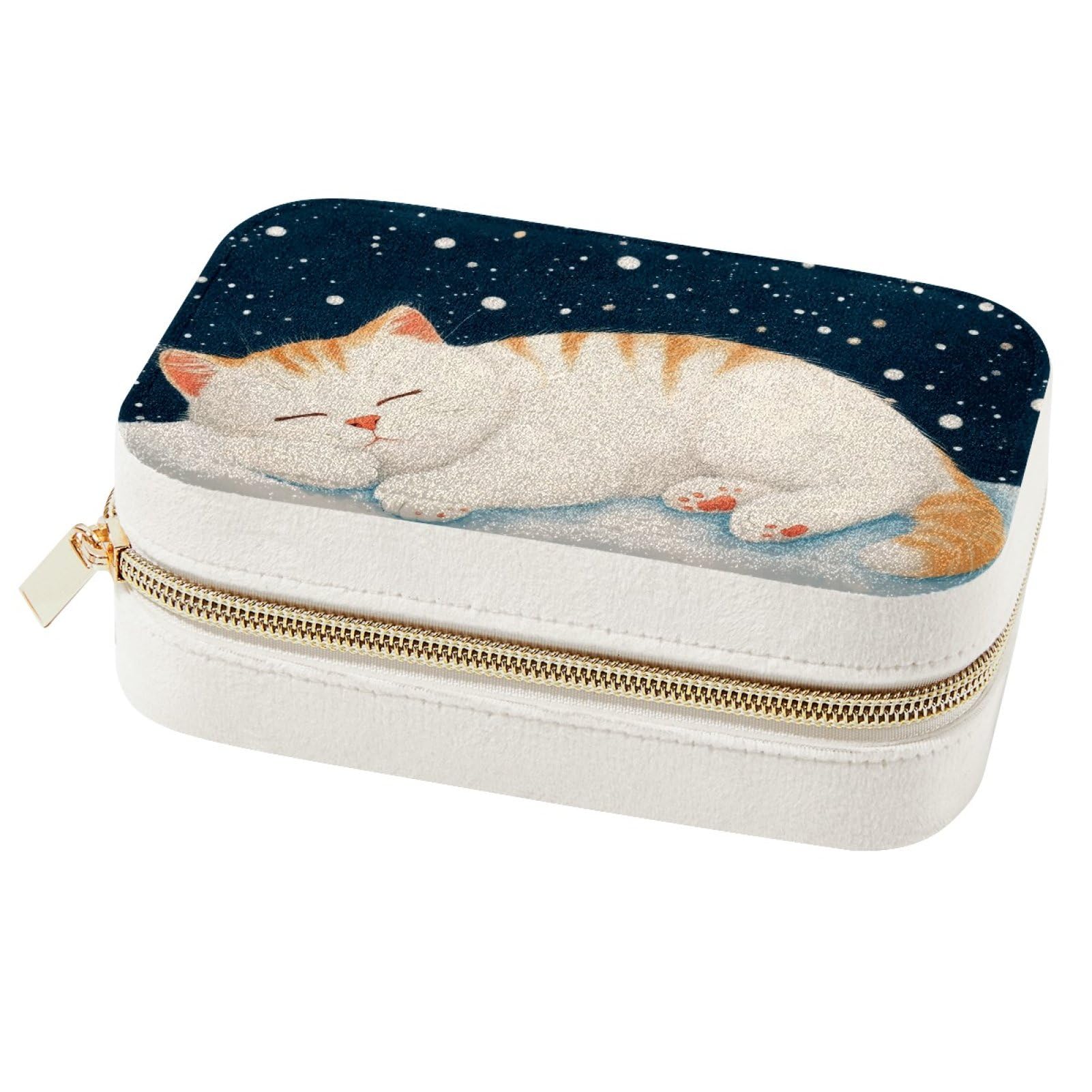 Boîte à bijoux chat de neige pour organiser vos colliers en voyage