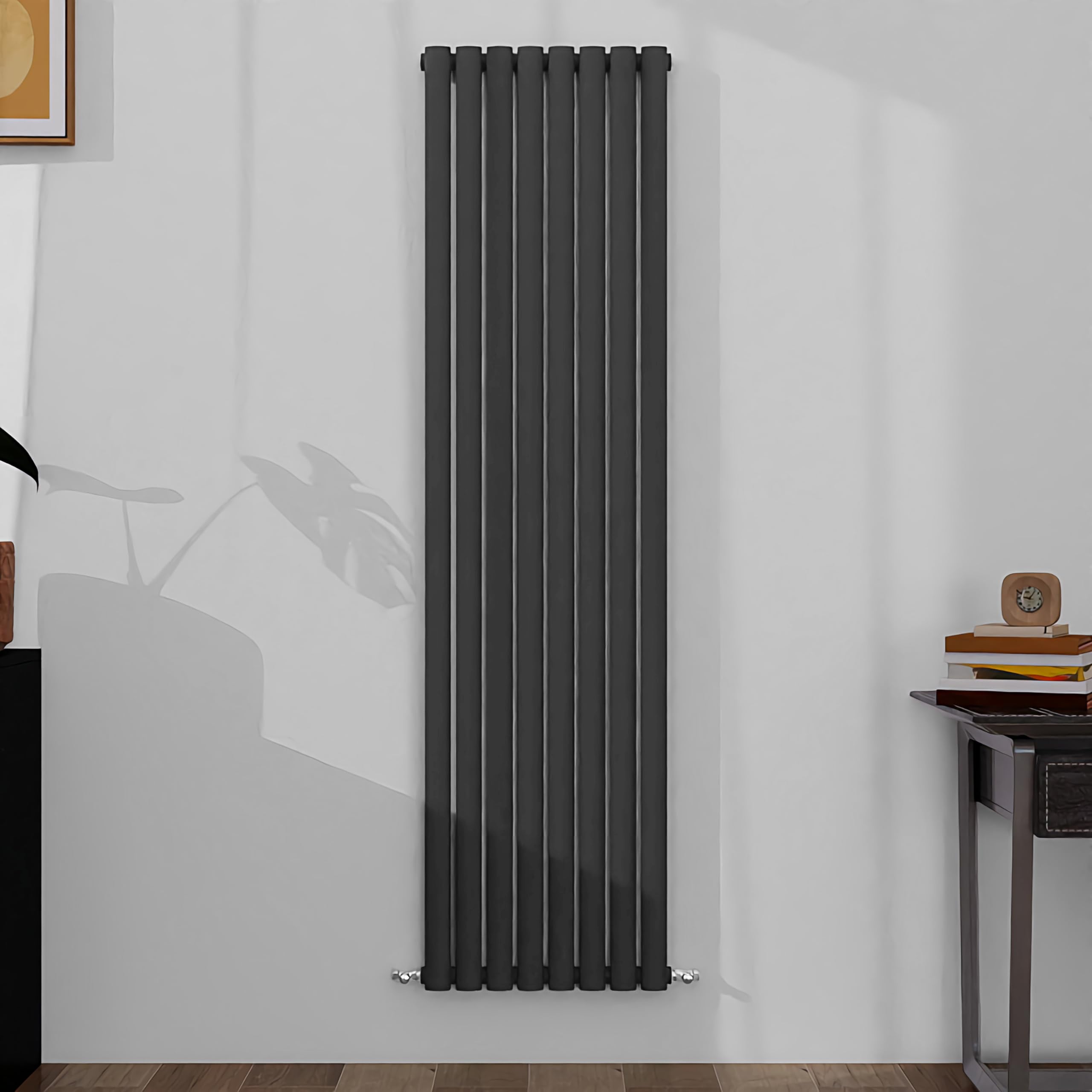 SLINE SANITARY Vertical Oval Column Rradiator Bathroom Central Heating Anthracite 1800×472mm Single Panel Radiator