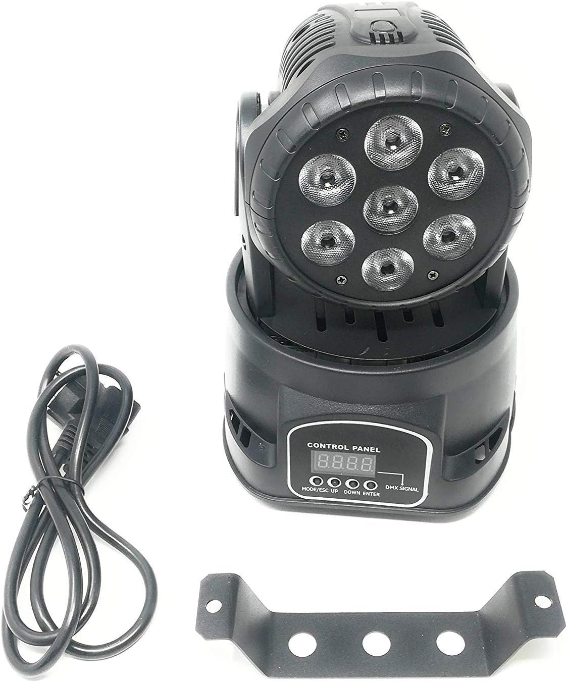 PROIETTORE LED RGB TESTA ROTANTE MOBILE EFFETTI DISCO 7 LED 10W Led wash DMX, TESTA GIREVOLE