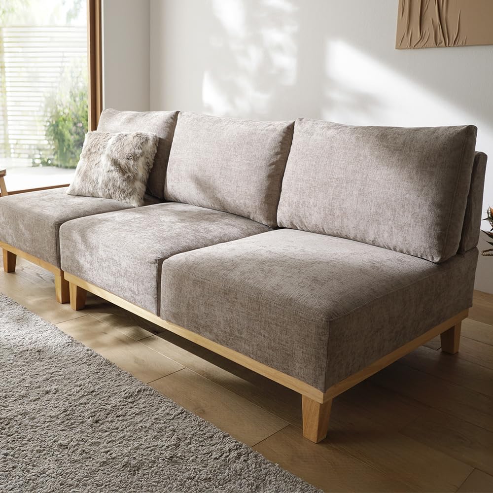 Amazon｜RASIK ソファー 3人掛け グレージュ ロータイプ アームレス 肘