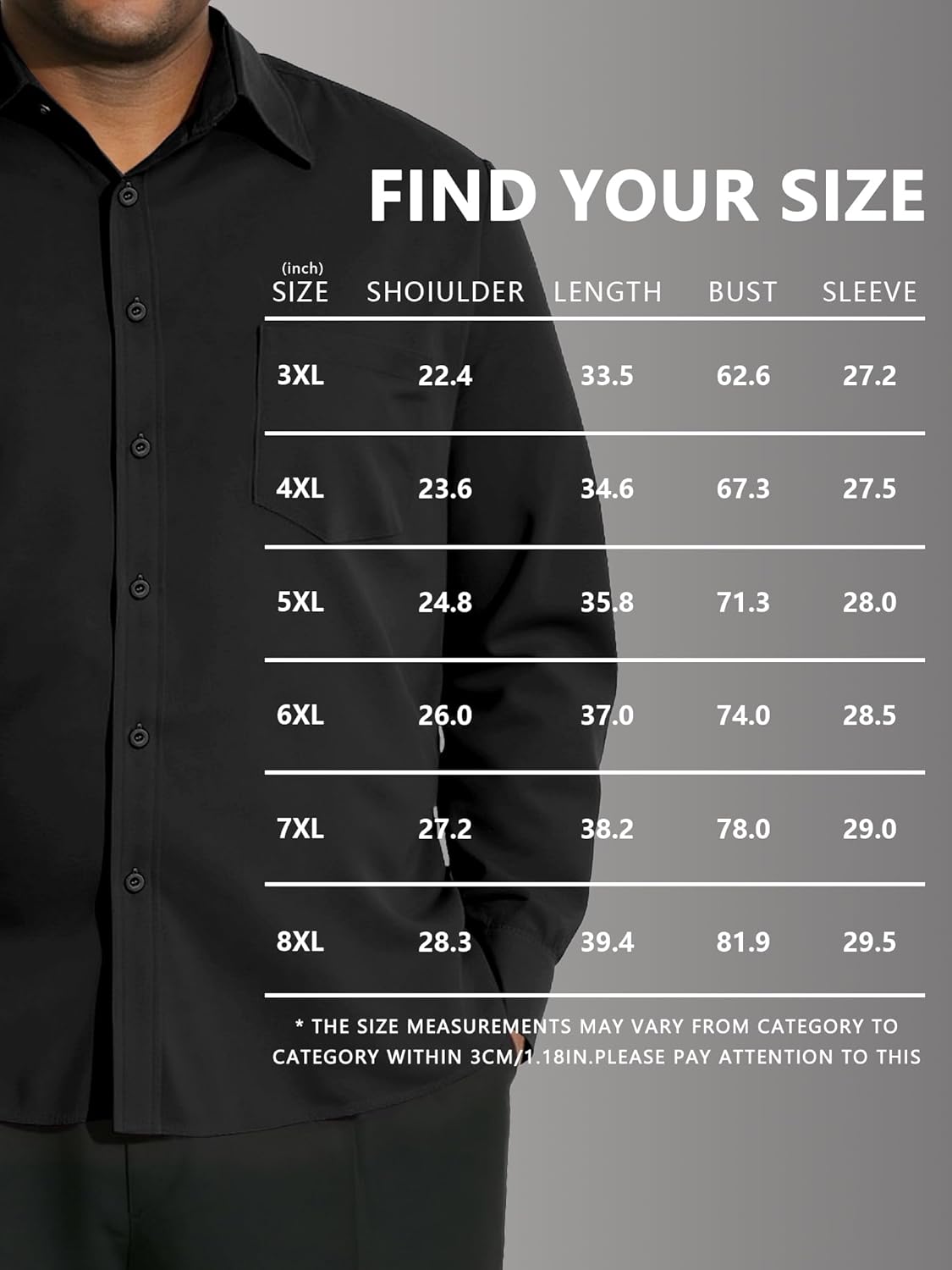 Big and Tall Shirts for Men, Long Sleeve Casual Dress Shirts Button Down with Pocket for Business,Travel,Daily Wear - Image 7