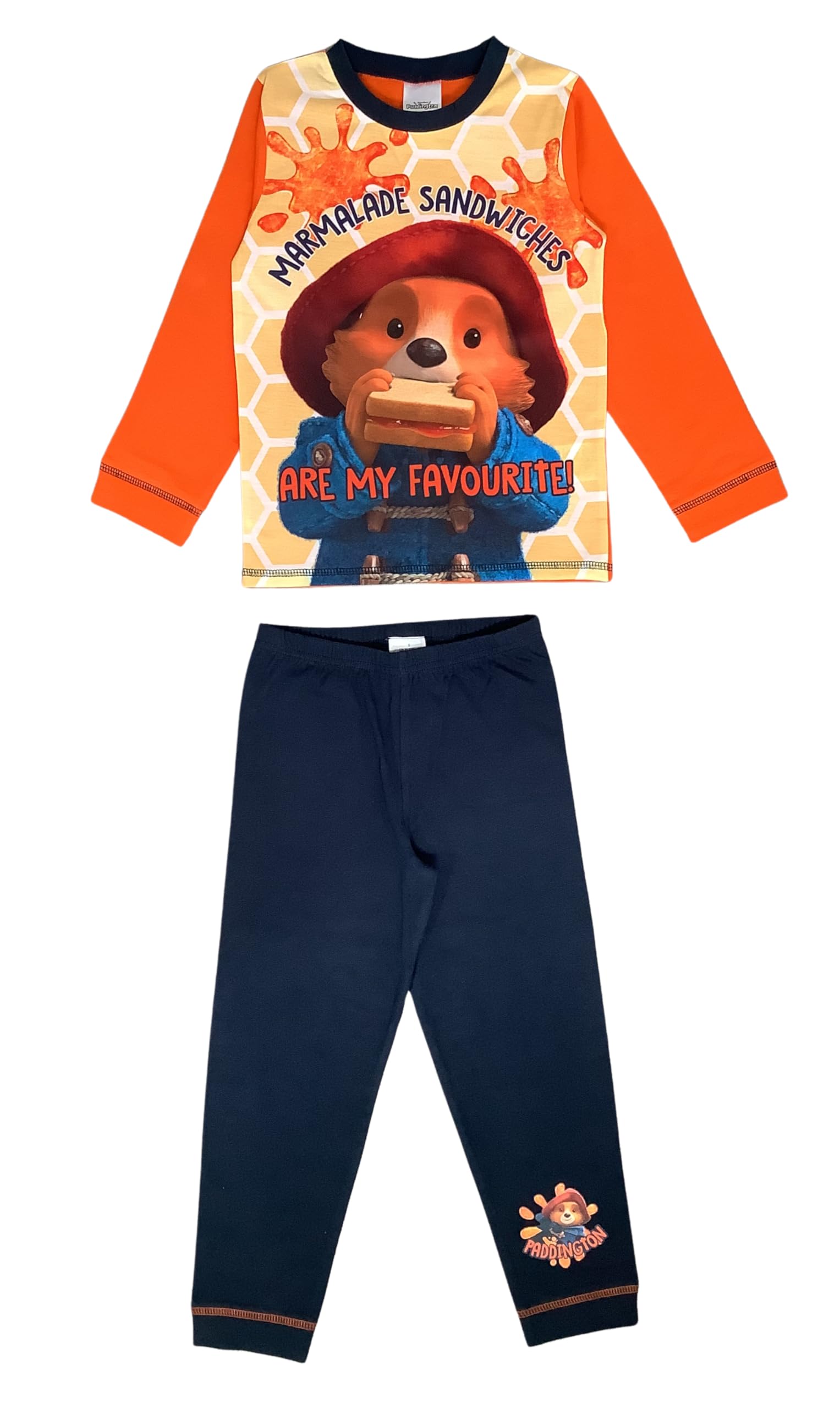 Paddington, Boys Bear Pyjamas, 2 Piece Set Marmalade Sandwiches Are My Favourite!, Orange/Blue Age Age 2-3 Years