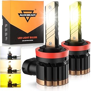 Auxbeam H11/H8/H16 LED Fog Light Bulbs, 40W 8000 Lumens Super Bright LED Lights Conversion Kit 6500K White 4500K Warm White 3500K Amber Yellow IP68 Waterproof, Pack of 2