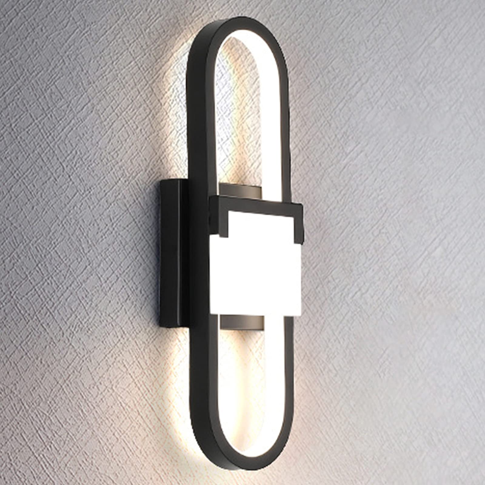 LINCCW LED Black Round Wall lamp Interior Lighting Bed lamp Modern Simple Wall Light Warm White Light Bedroom Lamps Iron Alu Material for Bedroom Living Room Reading lamp 18W 1300lm