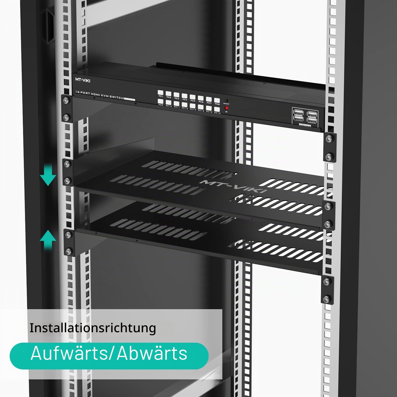 MT-VIKI 2 Stücke 1HE 19 Zoll Fachboden für Netzwerk Schrank 1U perforiertes Rackmontage Server für 19 Zoll Netzwerkschränke 22kg 250mm Tiefe Ablage 2 Stücke