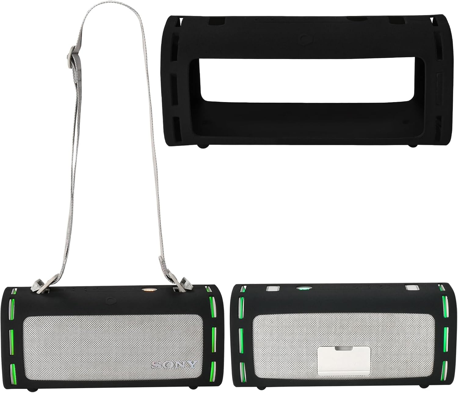 Silicone Case Cover Compatible with Sony ULT Field 5 Wireless Bluetooth Speaker, Travel Protective Carrying Case with Shoulder Strap for Sony ULT Field 5 Bluetooth Speaker (Black)