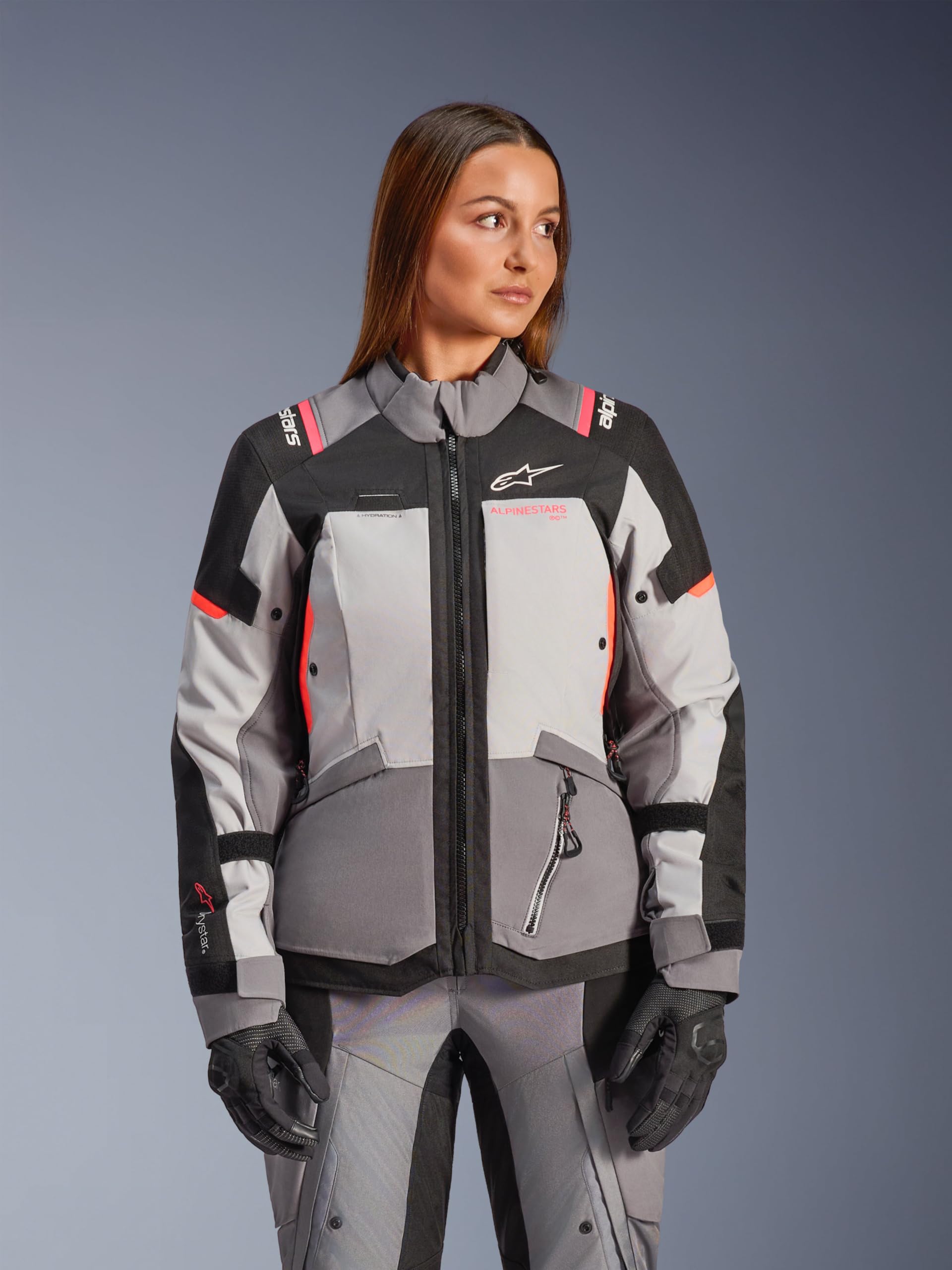 Alpinestars Stella Andes V4 Drystar imperméable dames moto textile veste, dunkelgrau/schwarz/orange, 3XL