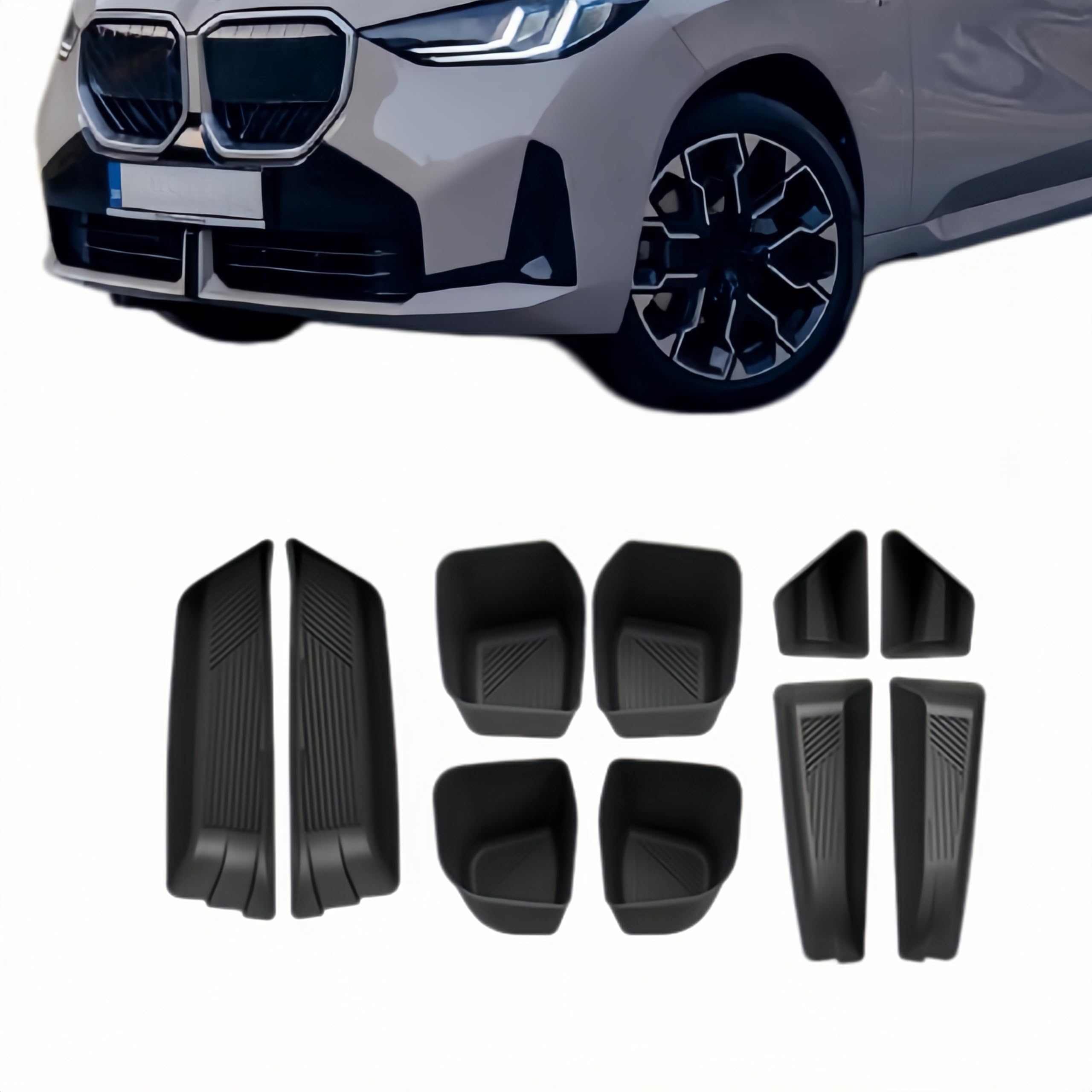 POETRYXIAO Organizer per portiera anteriore e posteriore dell'auto, adatto per BMW X3 G45 G48, set da 10 pezzi, accessori per interni dell'auto, impedisce lo scivolamento e riduce il rumore, nero