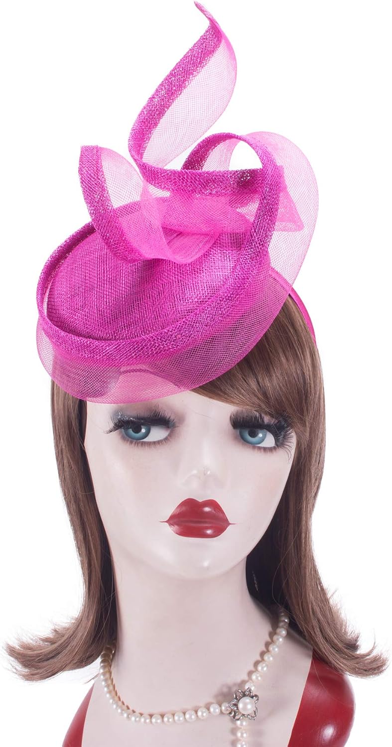 Lawliet Women Derby Sinamay Fascinator Wedding Occasion Hat Headband Headpiece T433