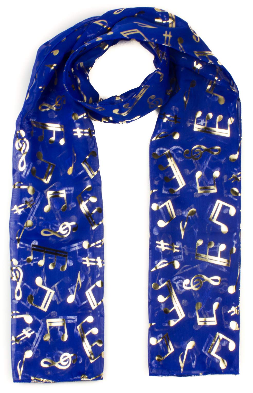 Mytoptrendz® Music Note Scarf Neck Wrap Foil Music Clef Note for Women Girl Choir Musical Performance School Scarves Lightweight Women Men Musical Group Performance Neck Tie (Royal Blue)