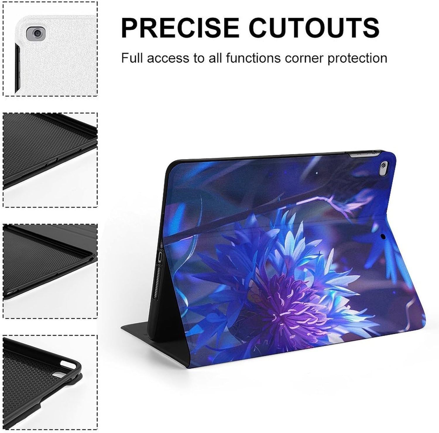 Purple Chrysanthemum Print Printed Case Trifold Stand Protective Cover Compatible with ipad 2017/2018/Air1/Air2 (9.7in)