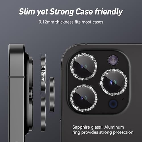 Miniatura 18 de Paquete de 3 x 2 protectores de lente de cámara Jeluse para iPhone 14 Pro Max para iPhone 14 Pro, cubierta protectora de pantalla de vidrio templado