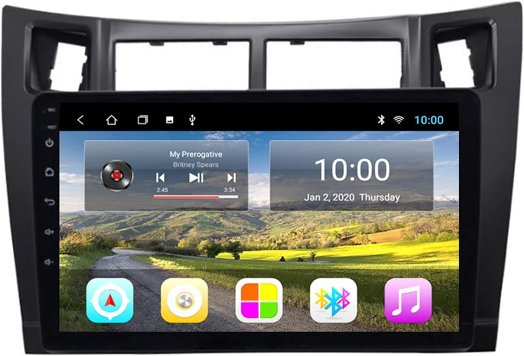 Sulfar 10'' Android 10 Car Dvd GPS Navigation Bluetooth WIFI Radio Video Multimedia Player for Toyota Yaris 2008-2011 Support Mirror Link Bluetooth Hands Free Steering Wheel Control,Wifi 2+32g