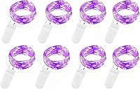 Vista 7 de VOOKRY Paquete de 8 guirnaldas de 30 luces LED que funcionan con pilas, 10 pies de cable rojo mini plateado luciérnaga luces de luna estrellada