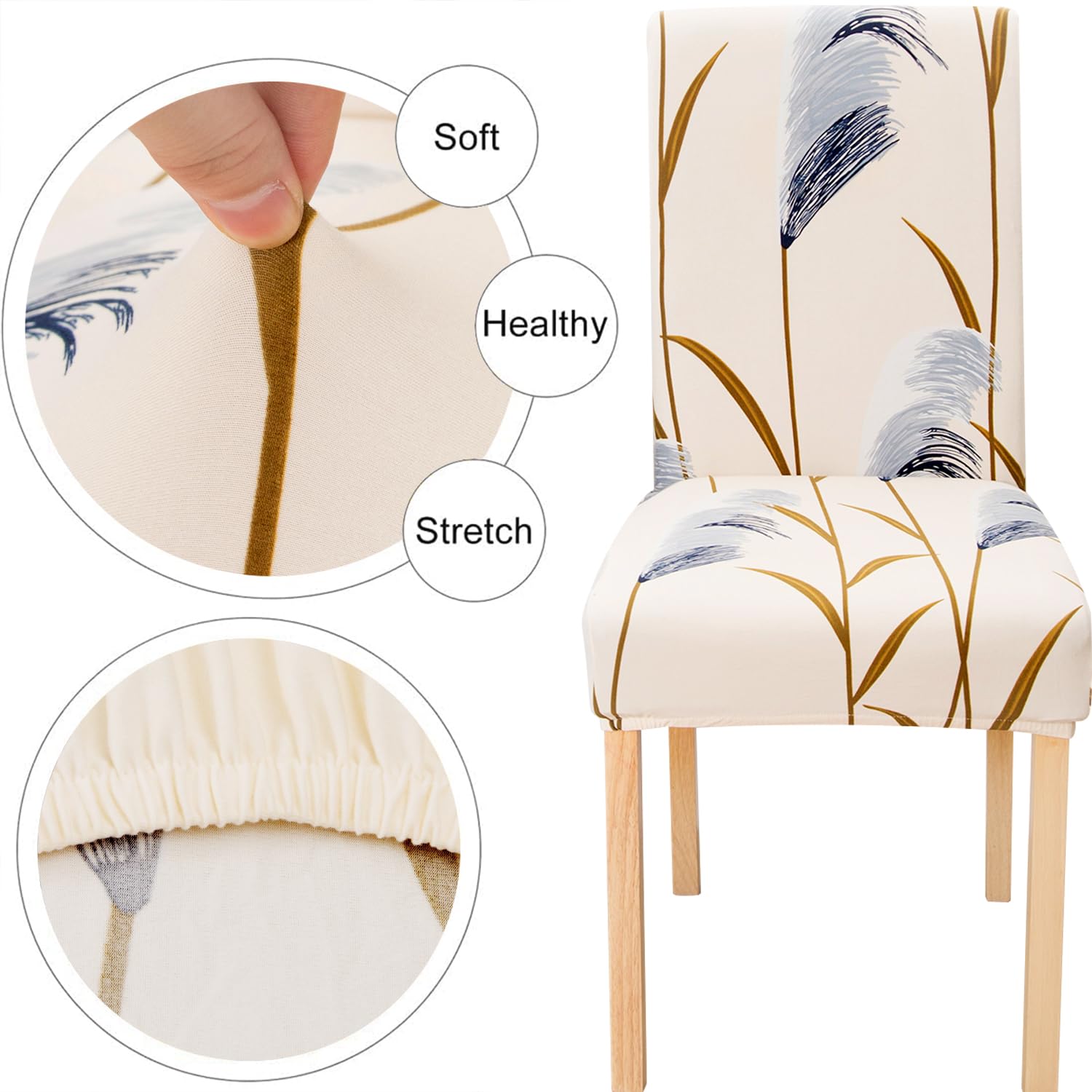 TOMMO Dining Room Chair Covers Set of 4, Stretch Removable Washable Spandex Dining Chair Slipcovers Protectors - Image 3