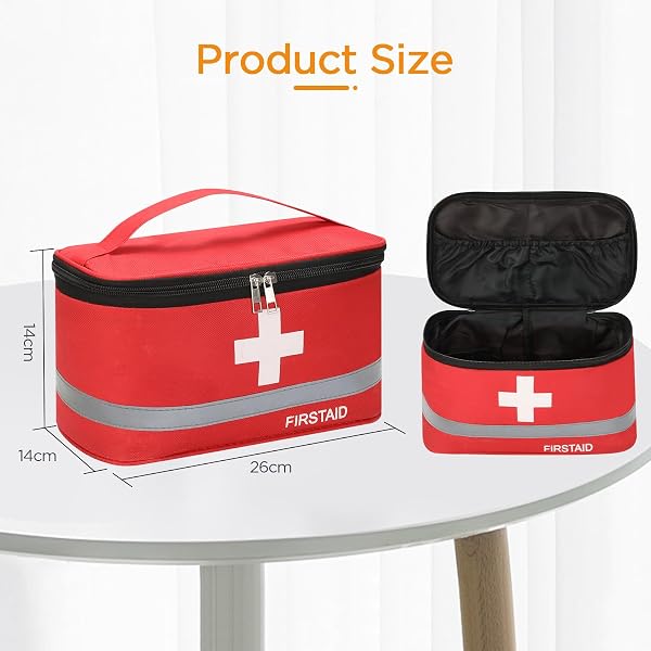 AiQInu 1 x Empty Emergency Bag, Waterproof Portable Medicine Bag, Large Capacity Emergency Bag, Medicine Storage Bag for Home, Office, Travel - 2