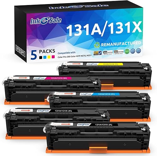 INK E-SALE repuesto de cartucho de toner compatible con impresoras CF210XCF211ACF212ACF213A131X with HP LaserJet Pro 200 color M251nw, MFP M276nw.,
