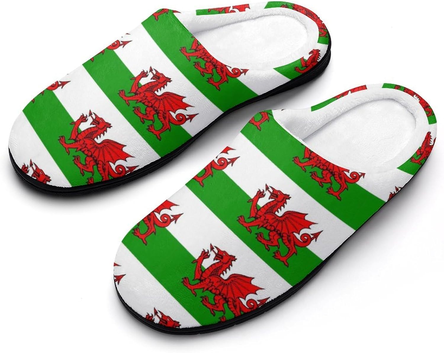 Welsh Dragon Flags Women's House Slippers Memory Foam Warm Shoes Spa Rubber Sole Indoor Outdoor