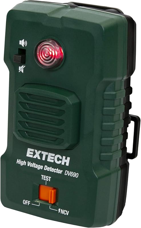 Extech DV690 Non-Contact High Voltage Detector, 100V to 69kV | 100V-69kV AC, 106dB alarm, red LED, 5 mounting options, IP54, drop-tested, self-test, mute, utility