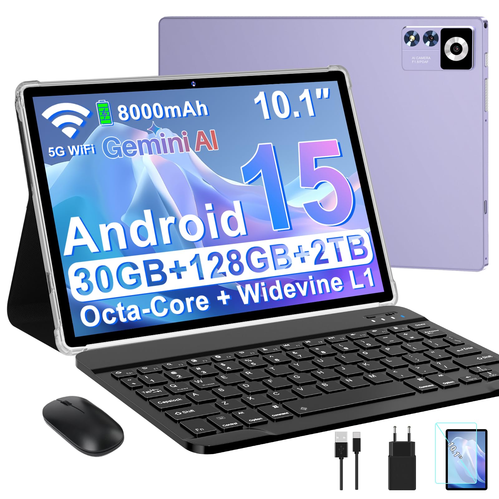 ZIOVO Android 15 Tablet 10 Zoll Gemini AI, 30GB RAM+128GB ROM, 5G