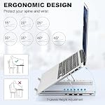 Laptop Stand with USB、Type C and RGB Lights, Aluminum Adjustable Foldable Laptop Stand for Desk, Ergonomic Portable Laptop Riser Holder Compatible with Laptops and iPad 10-15.6", Silver