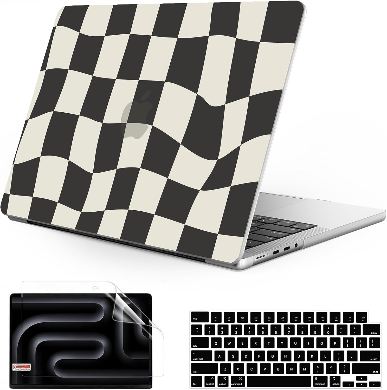 Anban Compatible with MacBook Pro 14 inch Case 2026-2021 M5 M4 M3 M2 M1 A3434 A3112 A3185 A3401 A2918 A2992 A2779 A2442, Plastic Hard Shell Case+Keyboard Cover+Screen Protector, Black Checkered